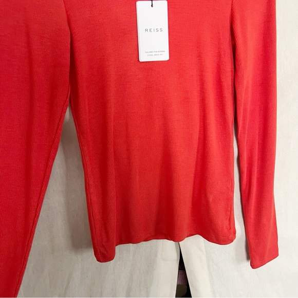 SOLD 🛑 Reiss Laurel Orange Ribbed Cutout Long Sleeve Top NWT - Picture 7 of 11